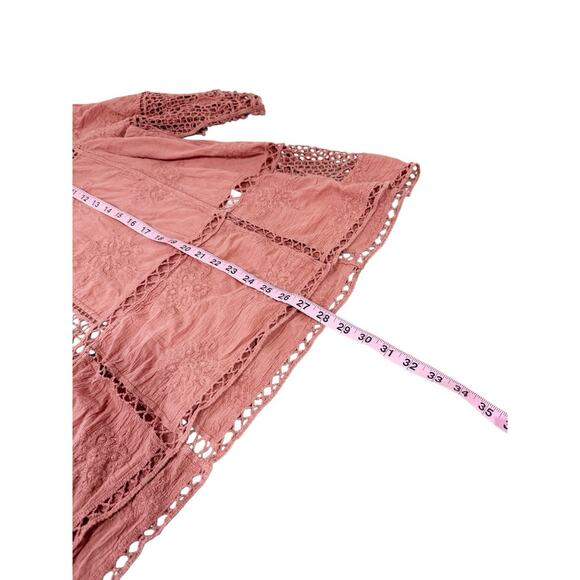 Democracy Corral Pink Crochet Beach Layering Top Boho Vacation Cotton Womens 3XL - Picture 6 of 6